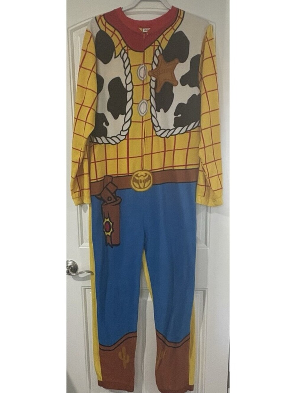 Disney Pixar Men’s Size XL Woody Toy Story One Piece Pajamas Costume Adult